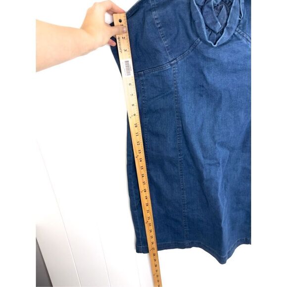 NWT Anthropologie Porridge Rosette Denim Medium Blue Slim Mini Dress Size XL - Picture 10 of 16